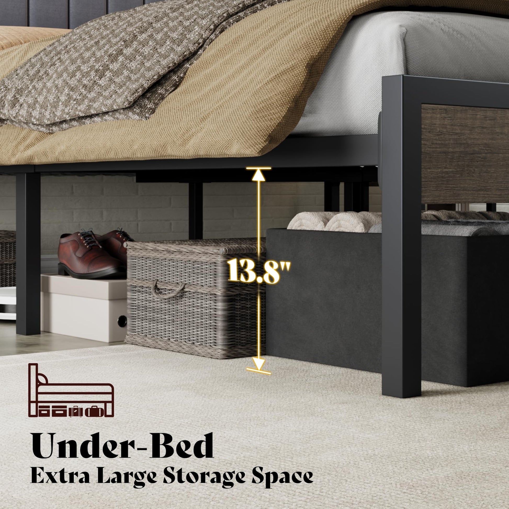 Veltrix LED Storage Velvet Bed Frame Amerlife  King / Grey