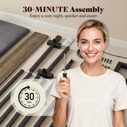 Veltrix LED Storage Velvet Bed Frame Amerlife Twin / Grey