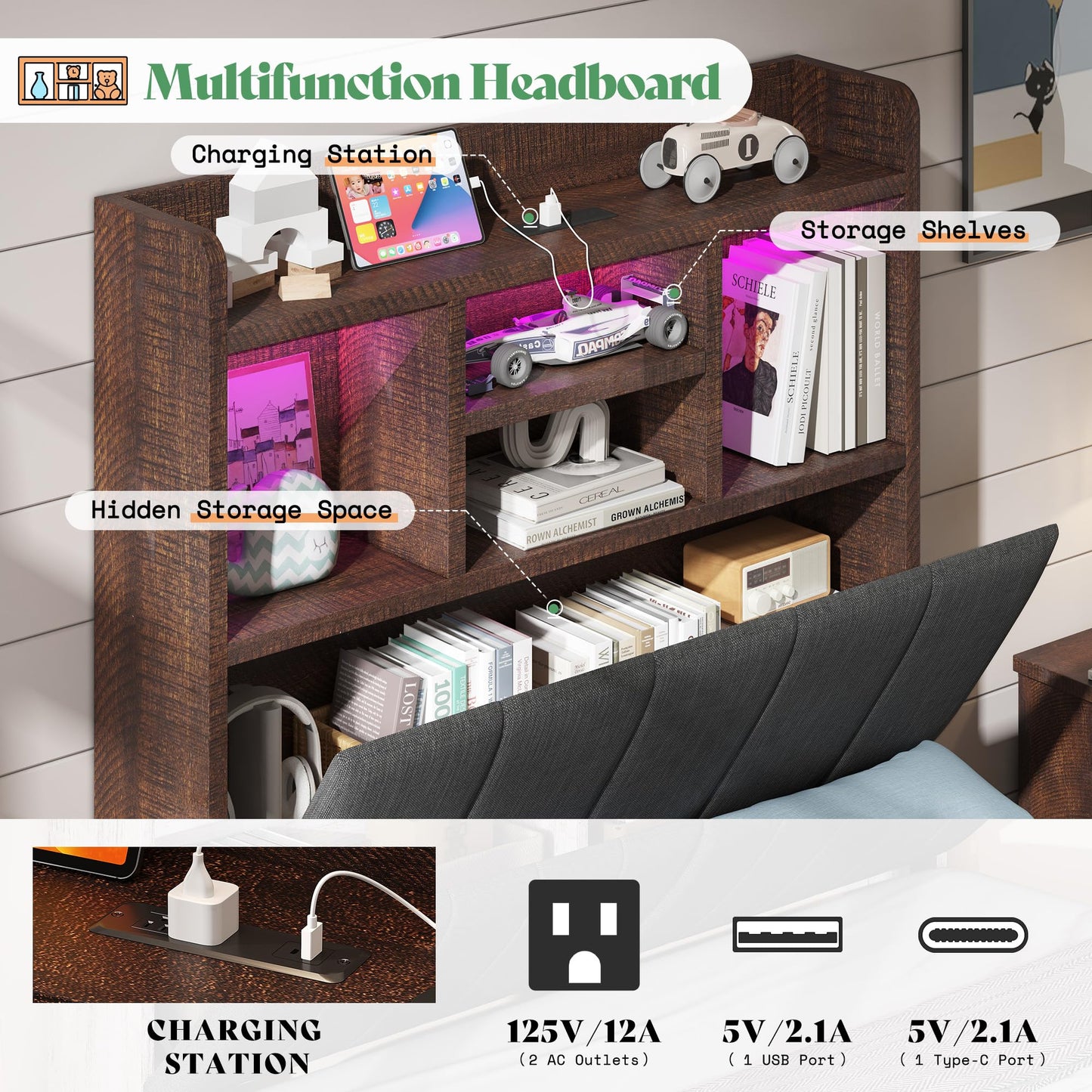 Radcliffe LED Storage Bed Frame