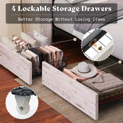 Radcliffe LED Storage Bed Frame - Twin / Rustic White