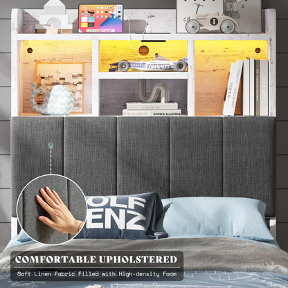 Radcliffe LED Storage Bed Frame - Twin / Rustic White