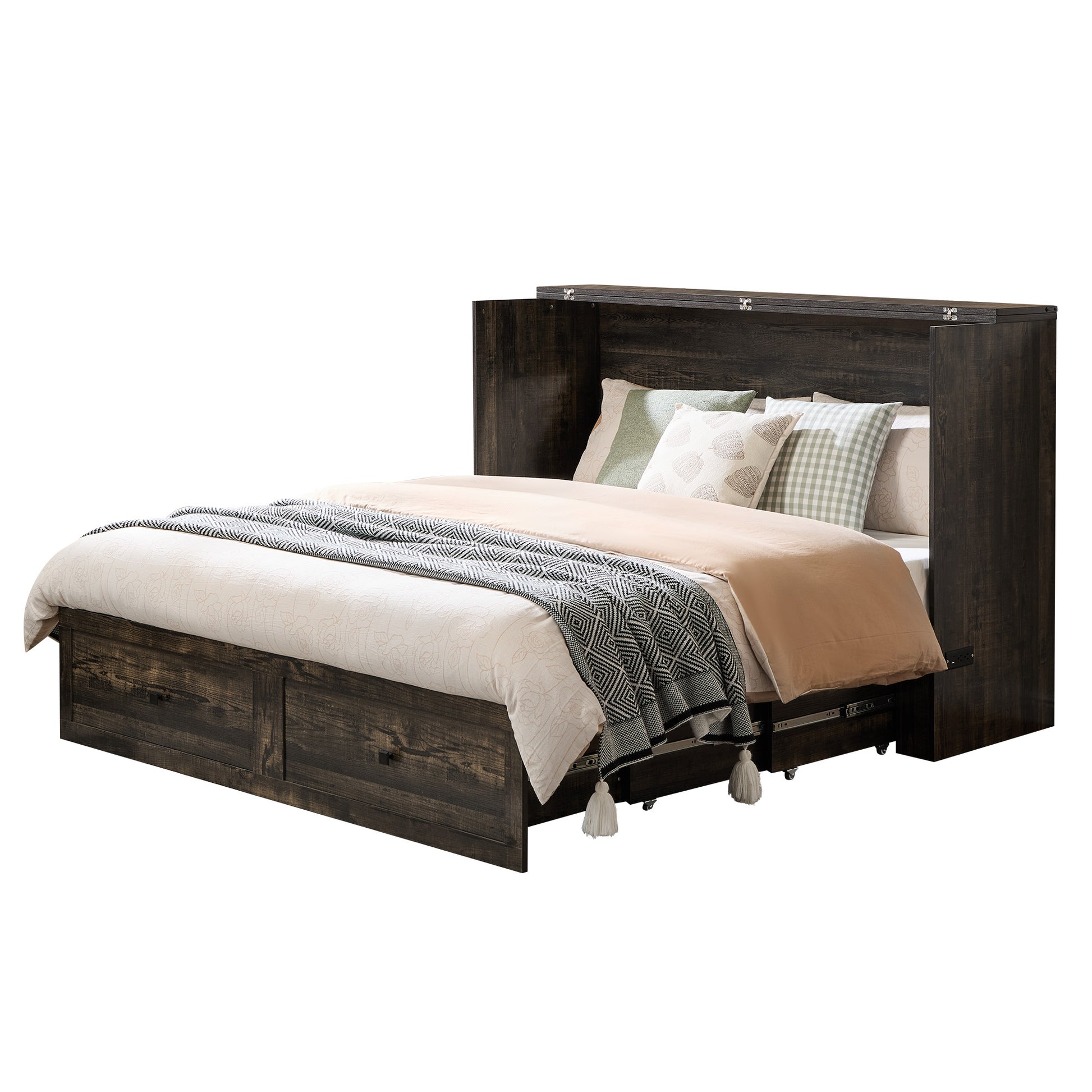 Colton Foldable Murphy Bed Amerlife Queen / Black Oak