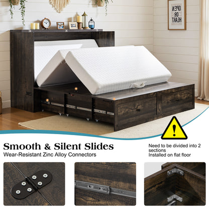 Colton Foldable Murphy Bed Amerlife Full / Black Oak