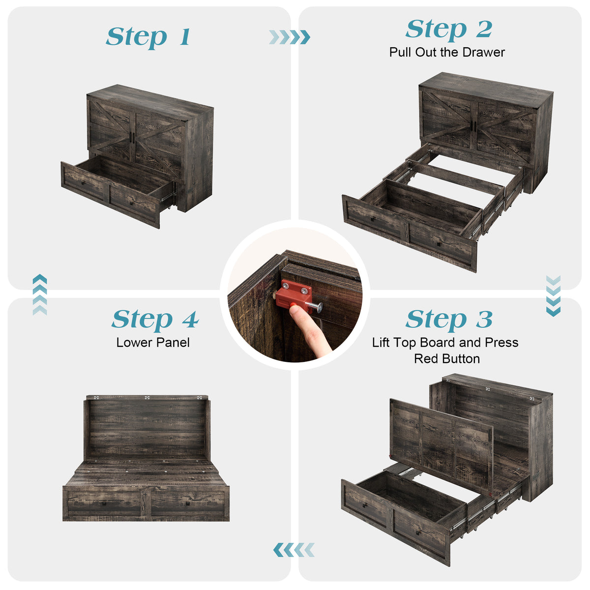 Colton Foldable Murphy Bed Amerlife Full / Black Oak