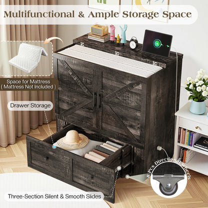 Colton Foldable Murphy Bed Amerlife Twin / Black Oak