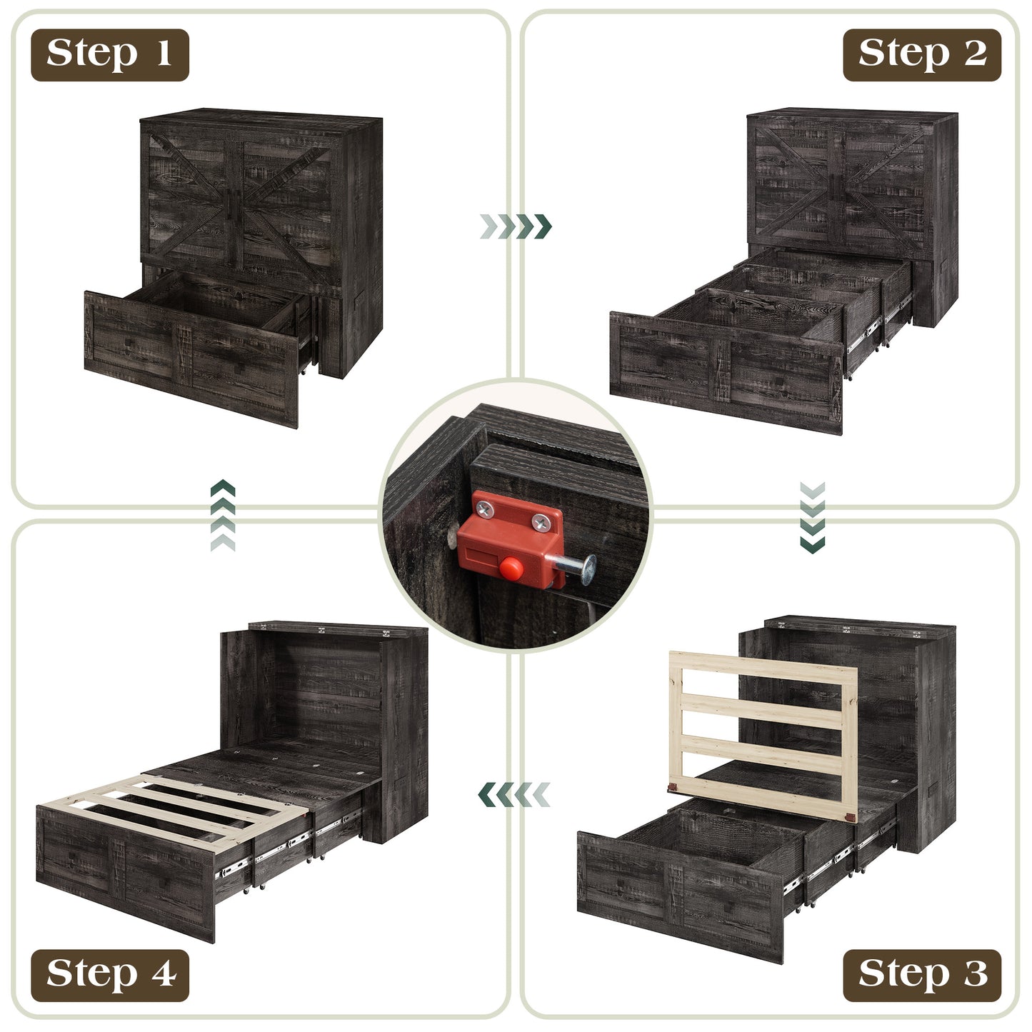 Colton Foldable Murphy Bed Amerlife Twin / Black Oak