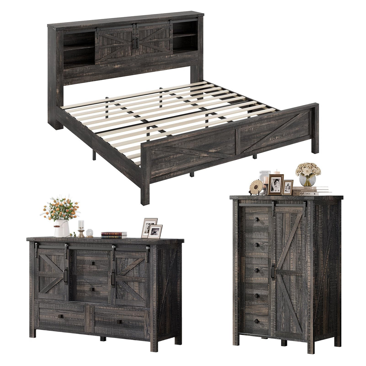 Alderman Farmhouse Storage Bedroom Set Amerlife Black Oak