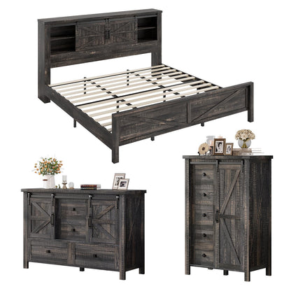 Alderman Farmhouse Storage Bedroom Set Amerlife Black Oak