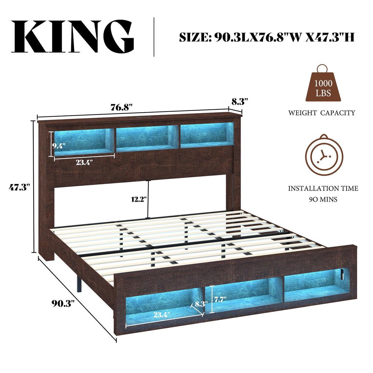 Larkin Storage Bed Frame King Rustic Brown