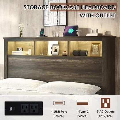 Larkin Storage Bed Frame King Rustic Grey