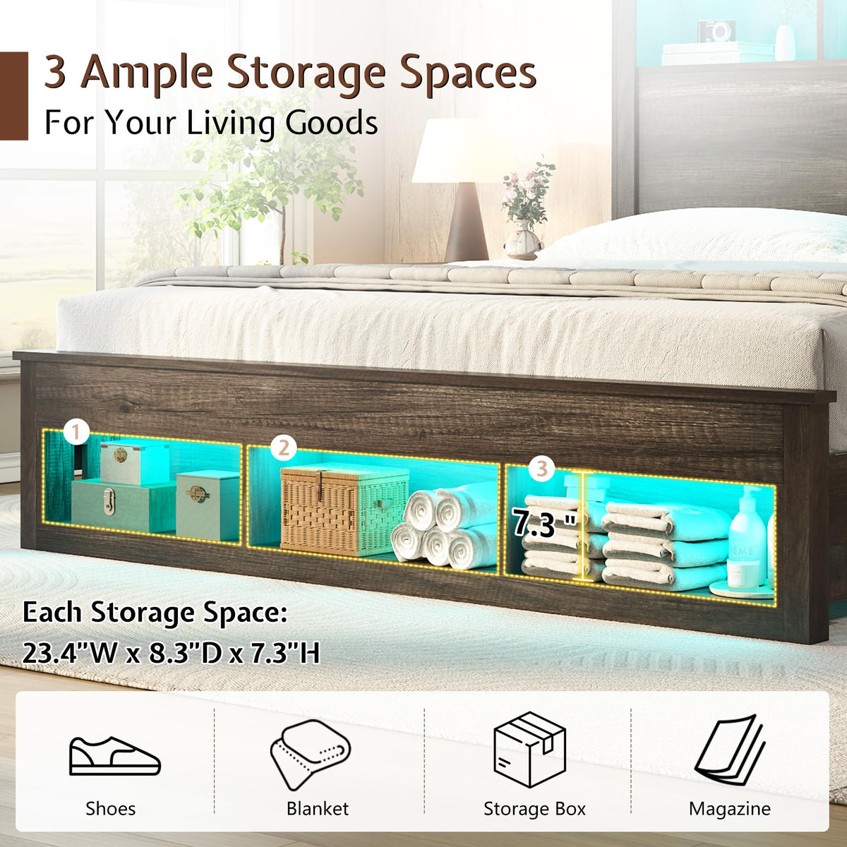 Larkin Storage Bed Frame King Rustic Grey
