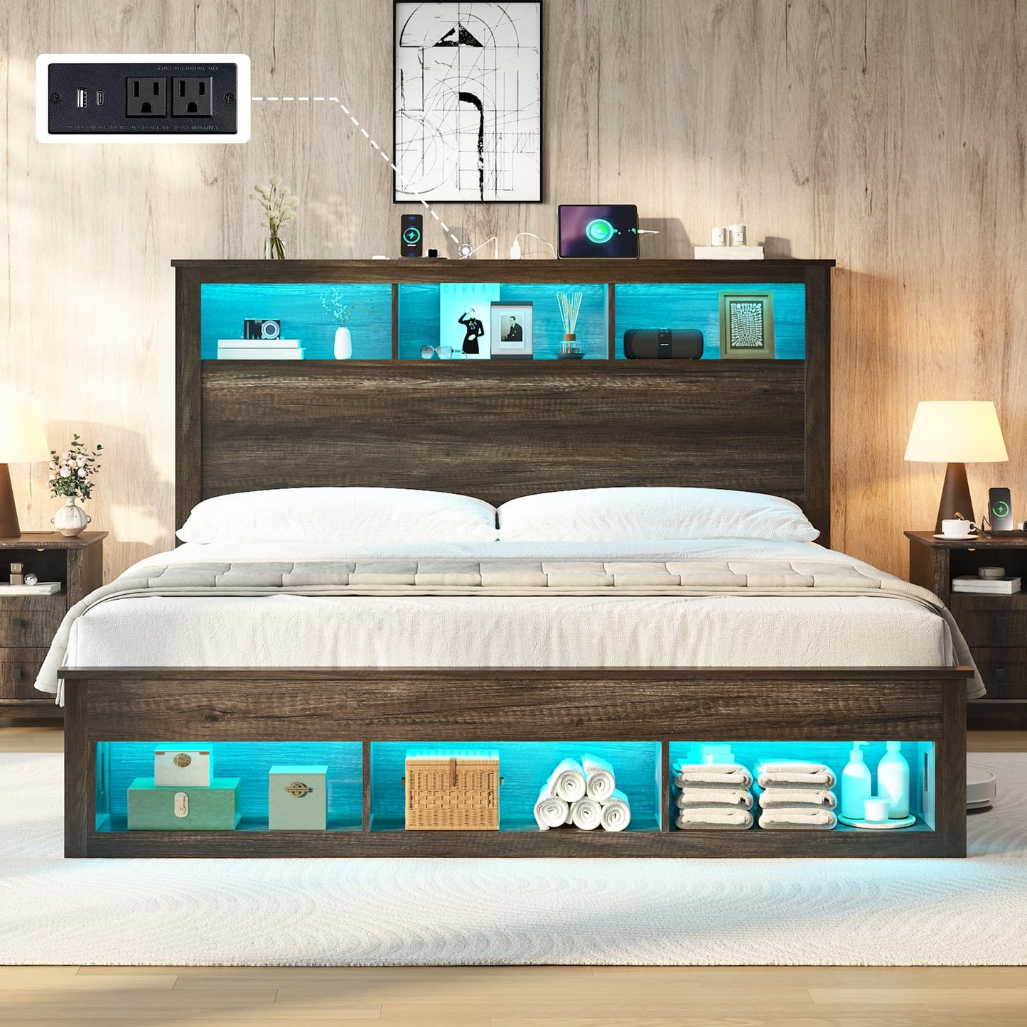 Larkin Storage Bed Frame King Rustic Grey
