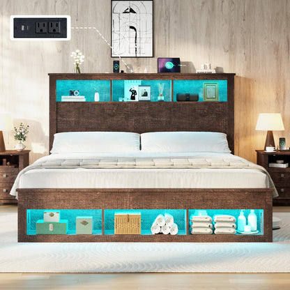 Larkin Storage Bed Frame Queen Rustic Brown