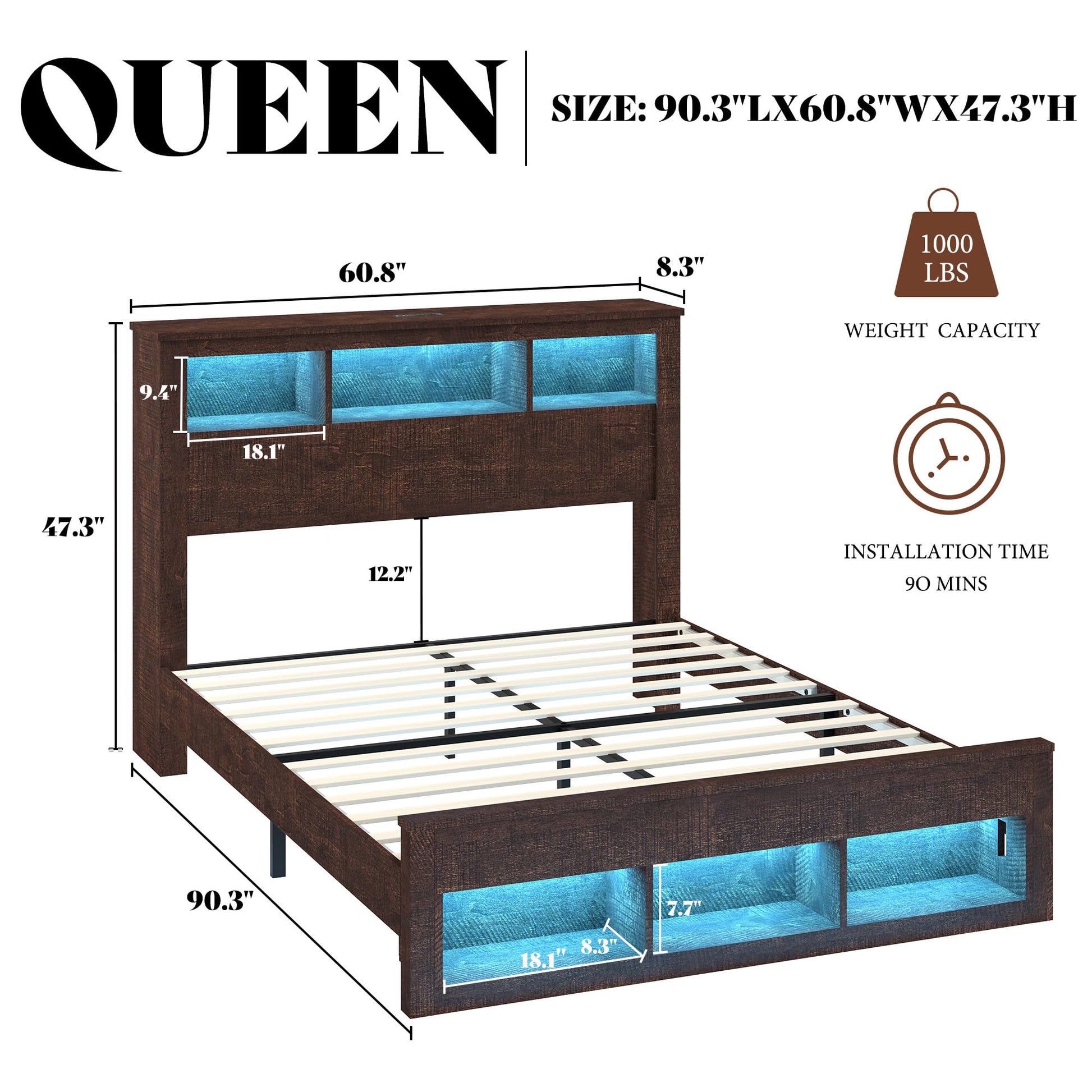 Larkin Storage Bed Frame Queen Rustic Brown