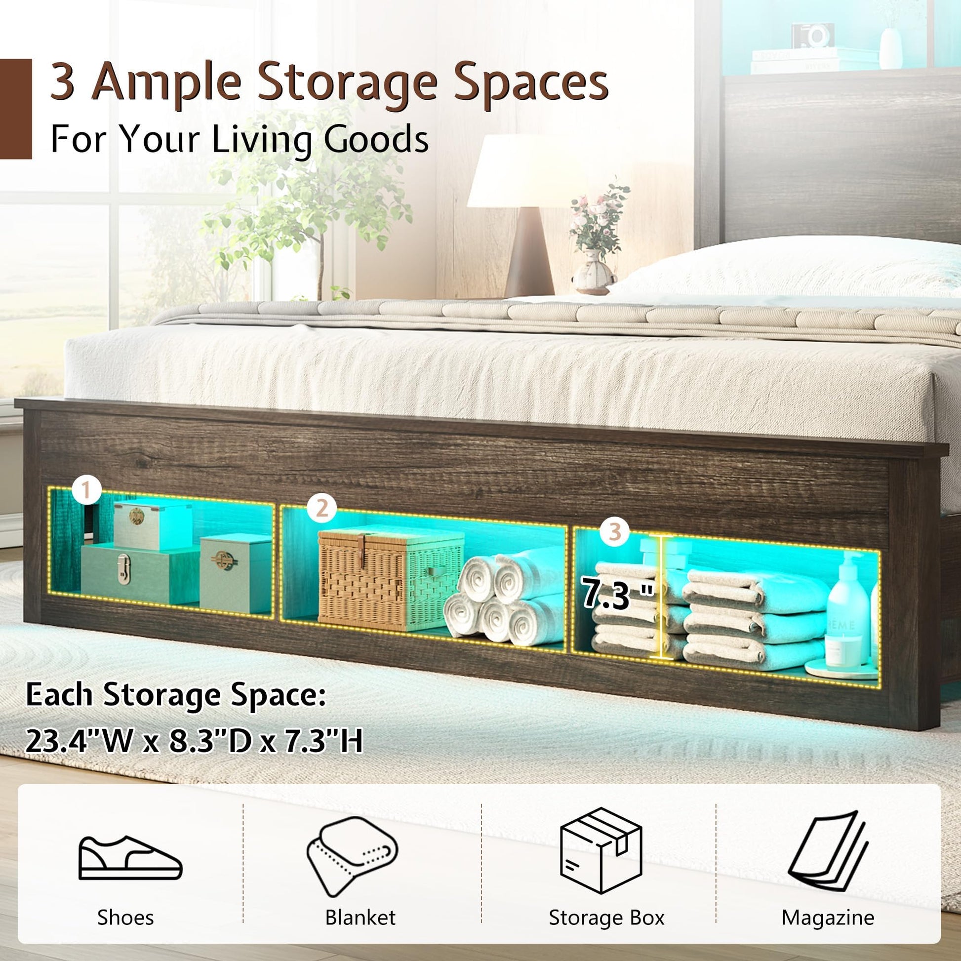 Larkin Storage Bed Frame Queen Rustic Grey
