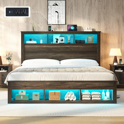 Larkin Storage Bed Frame Queen Rustic Grey