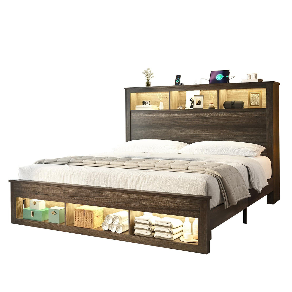 Larkin Storage Bed Frame Queen Rustic Grey