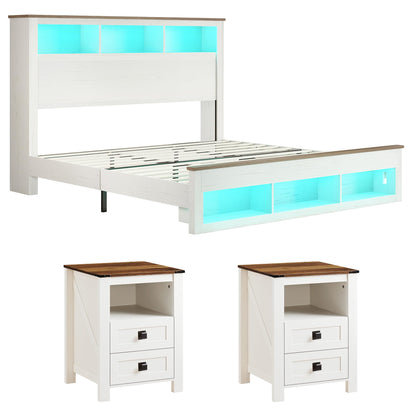 Larkin LED Storage Bed Set Amerlife White / King