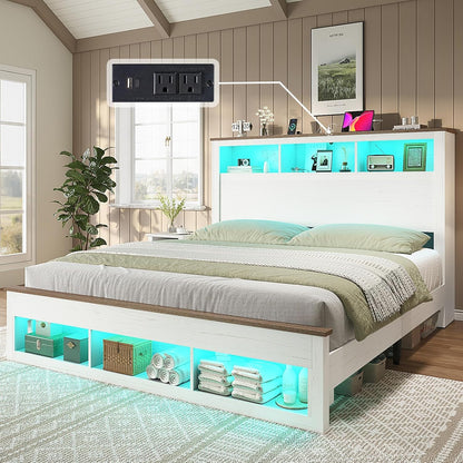 Larkin LED Storage Bed Set Amerlife White / King