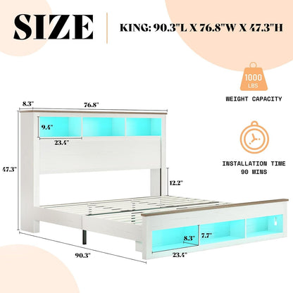 Larkin LED Storage Bed Set Amerlife White / King