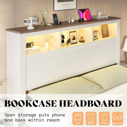 Larkin LED Storage Bed Set Amerlife White / King