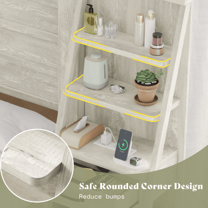 Tier Bed Frame with Bookshelves - KING/WHITE