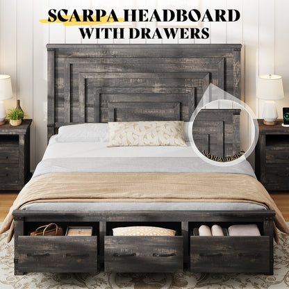 Quin Bed Frame Farmhouse Storage Bed Amerlife Black King
