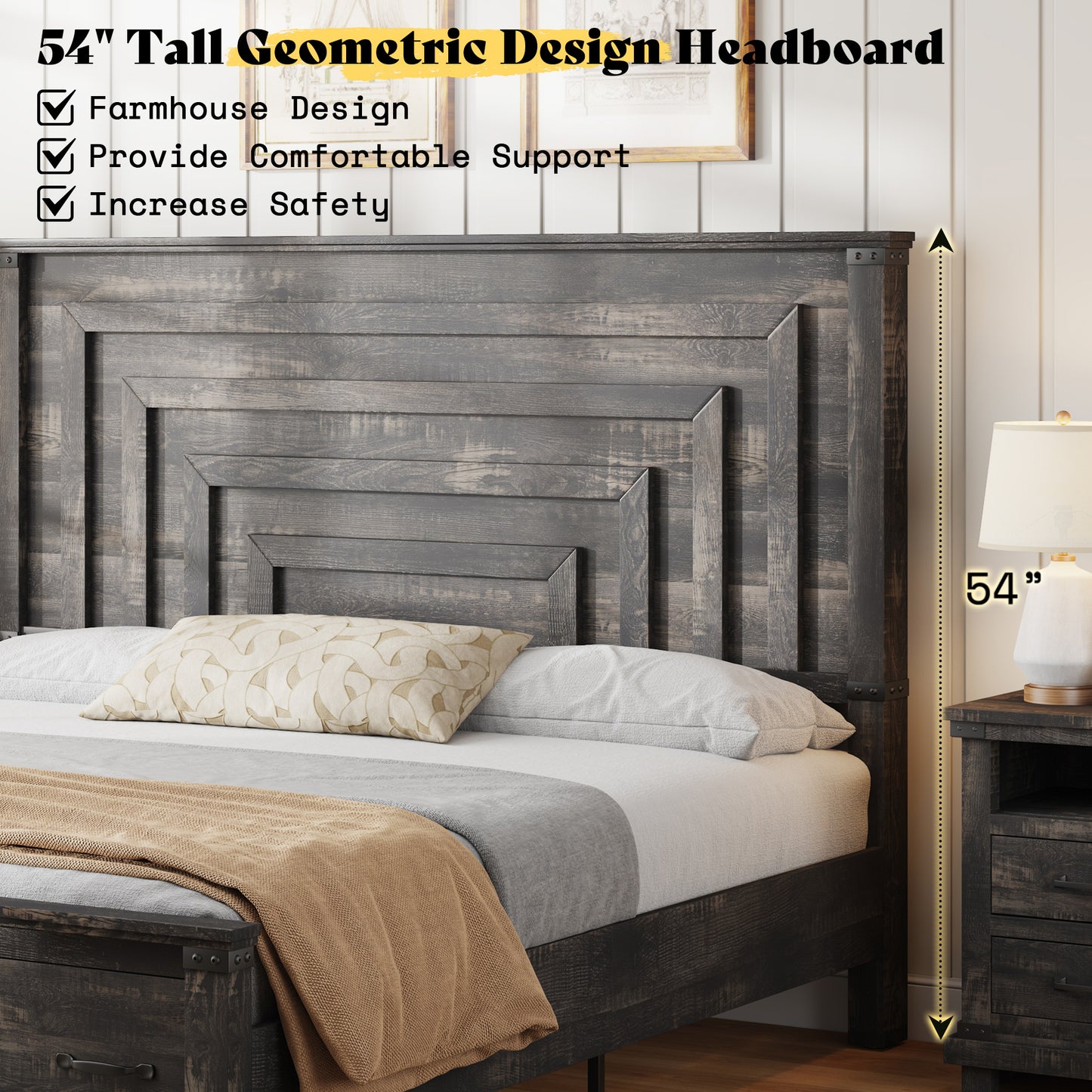 Quin Bed Frame Farmhouse Storage Bed Amerlife Black Full