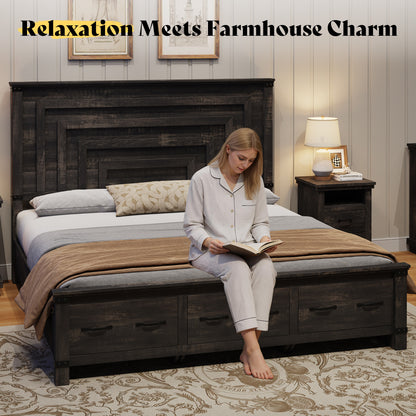 Quin Bed Frame Farmhouse Storage Bed Amerlife Black King