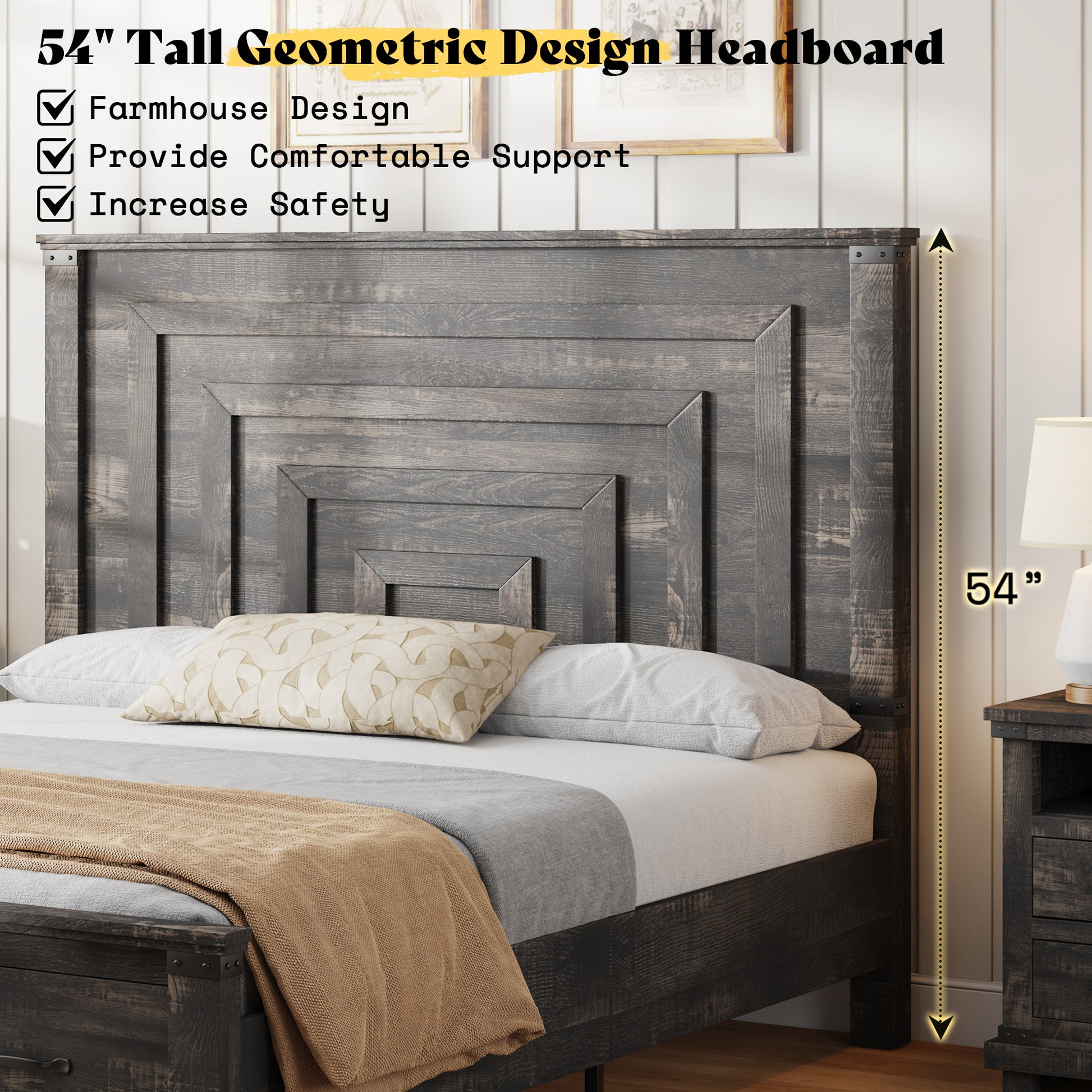 Quin Bed Frame Farmhouse Storage Bed Amerlife Black King