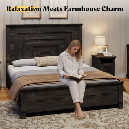 Quin Bed Frame Farmhouse Storage Bed Amerlife Black Full