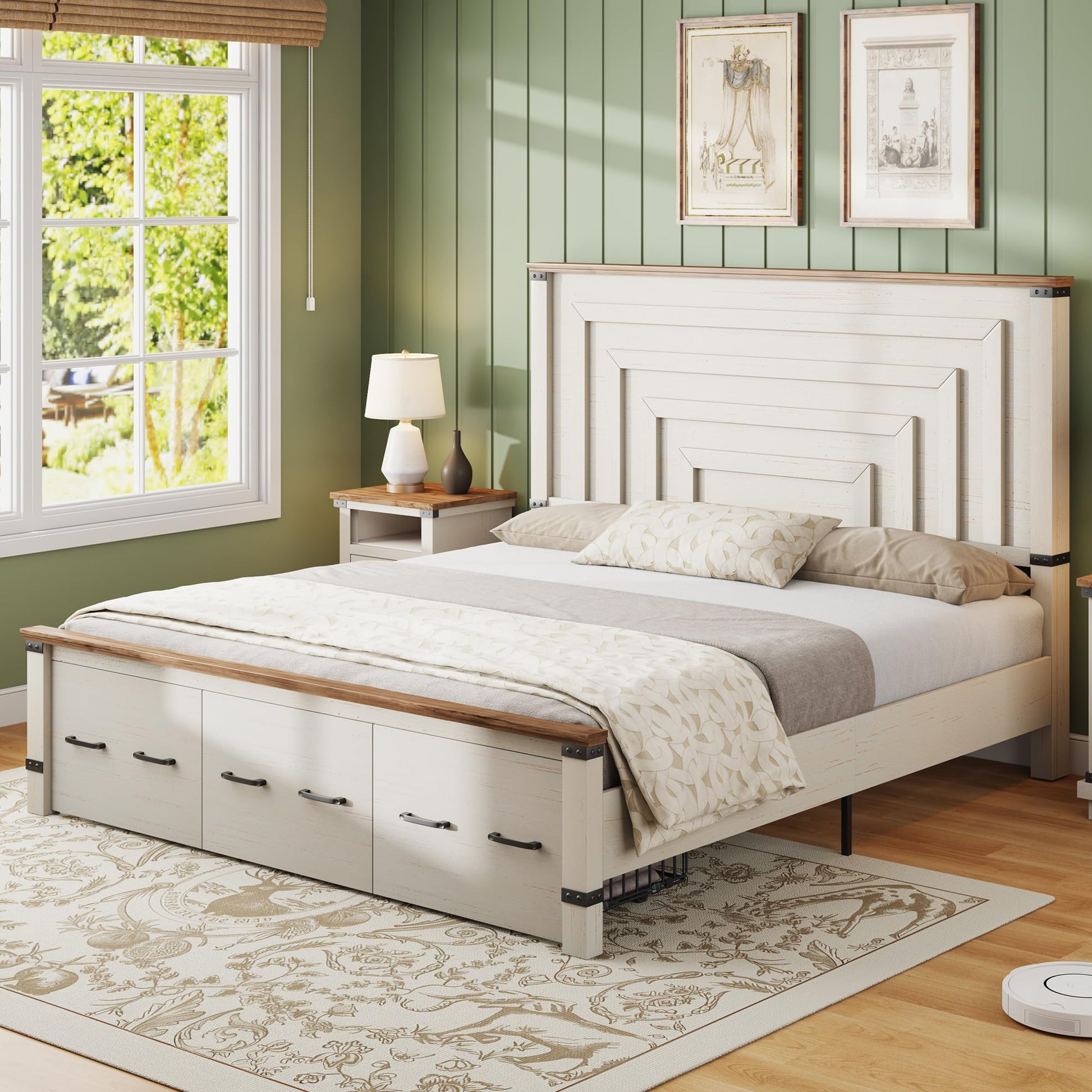 Quin Farmhouse Bedroom Set Amerlife White / King