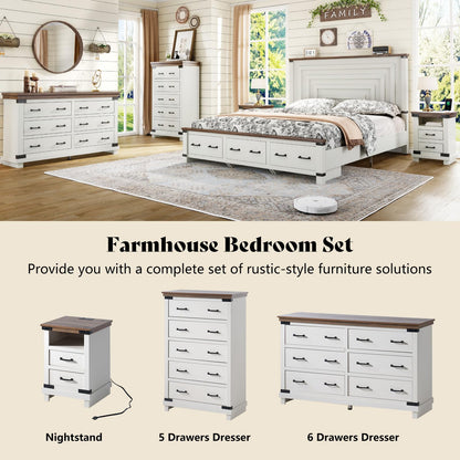 Quin Farmhouse Bedroom Set Amerlife White / King