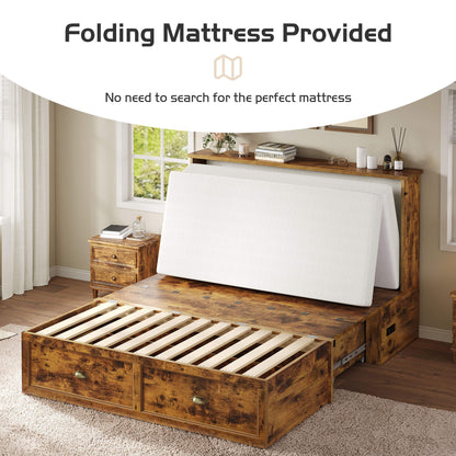 Haven Farmhouse Murphy Bed with Storage - F-BROWN
