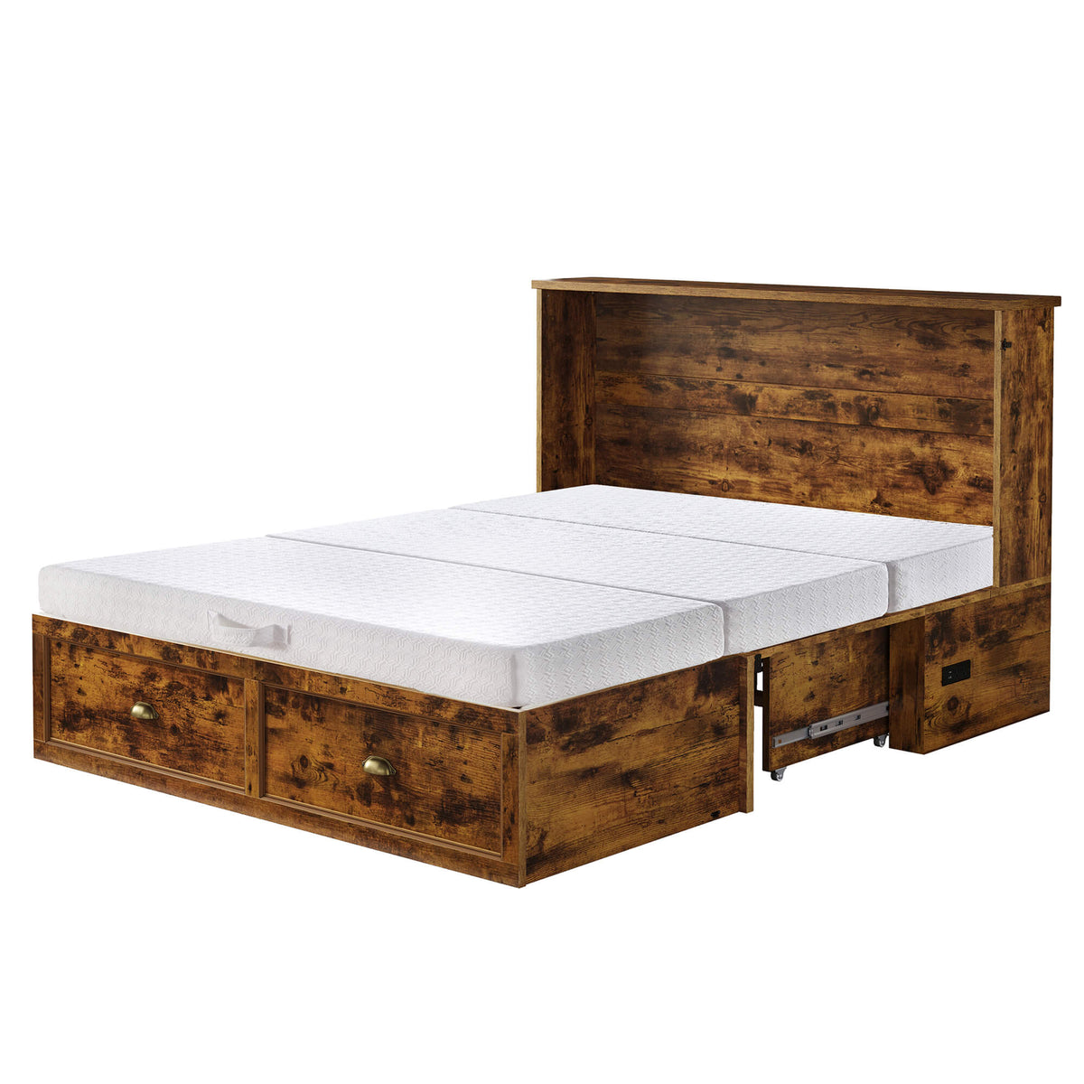 Haven Farmhouse Murphy Bed with Storage - Q-BROWN