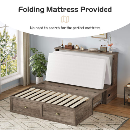 Haven Farmhouse Murphy Bed with Storage - Q-GREY