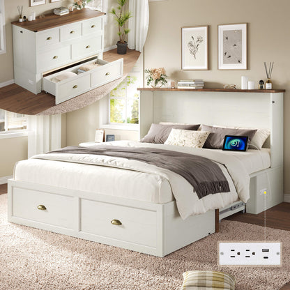 Haven Farmhouse Murphy Bed with Storage - F-WHITE