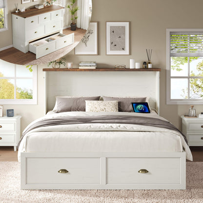 Haven Farmhouse Murphy Bed with Storage - Q-WHITE