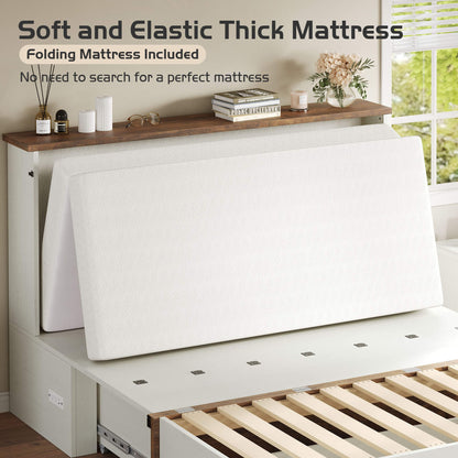 Haven Farmhouse Murphy Bed with Storage - Q-WHITE