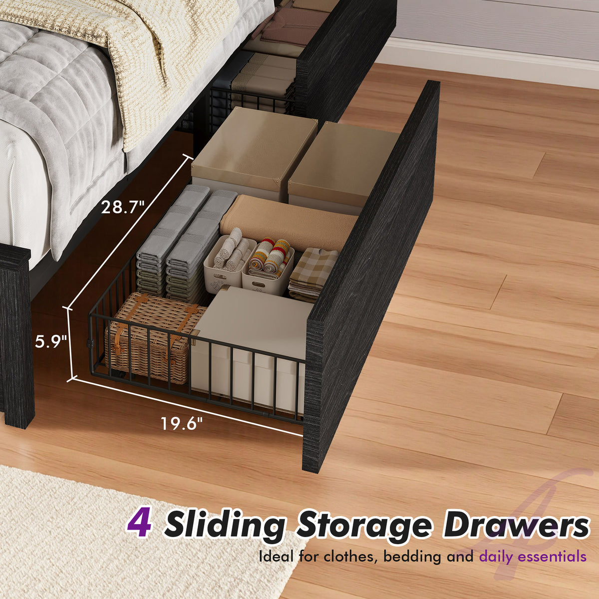 Hearth Farmhouse Fireplace Bed Amerlife King / Black