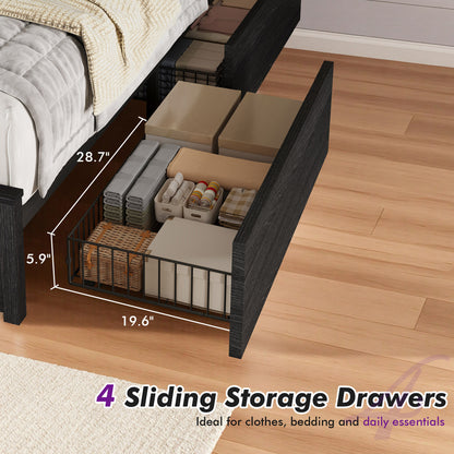 Hearth Farmhouse Fireplace Bed Amerlife King / Black