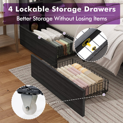 Stow Storage Bed Frame Amerlife King / Black