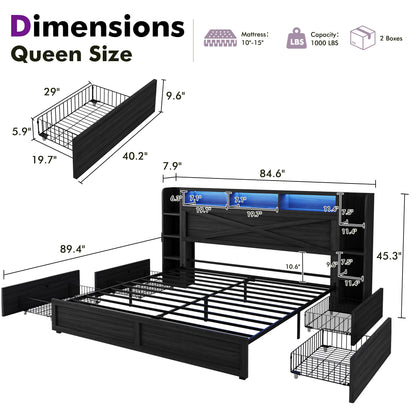 Stow Storage Bed Frame Amerlife Queen / Black