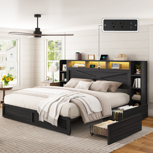 Stow Storage Bed Frame Amerlife Queen / Black