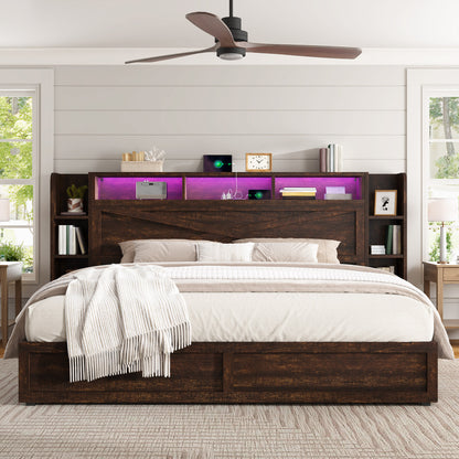 Stow Storage Bed Frame Amerlife King / Walnut