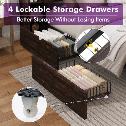 Stow Storage Bed Frame Amerlife King / Walnut