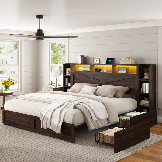Stow Storage Bed Frame Amerlife Queen / Walnut