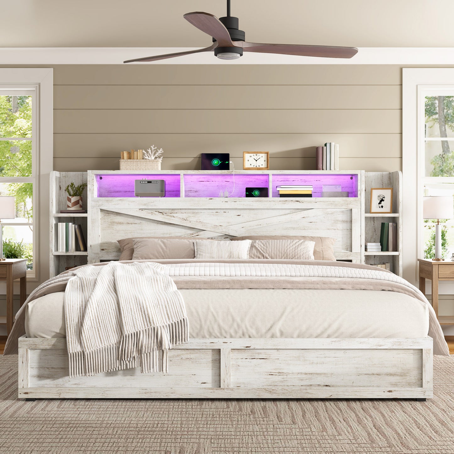 Stow Storage Bed Frame Amerlife King / White