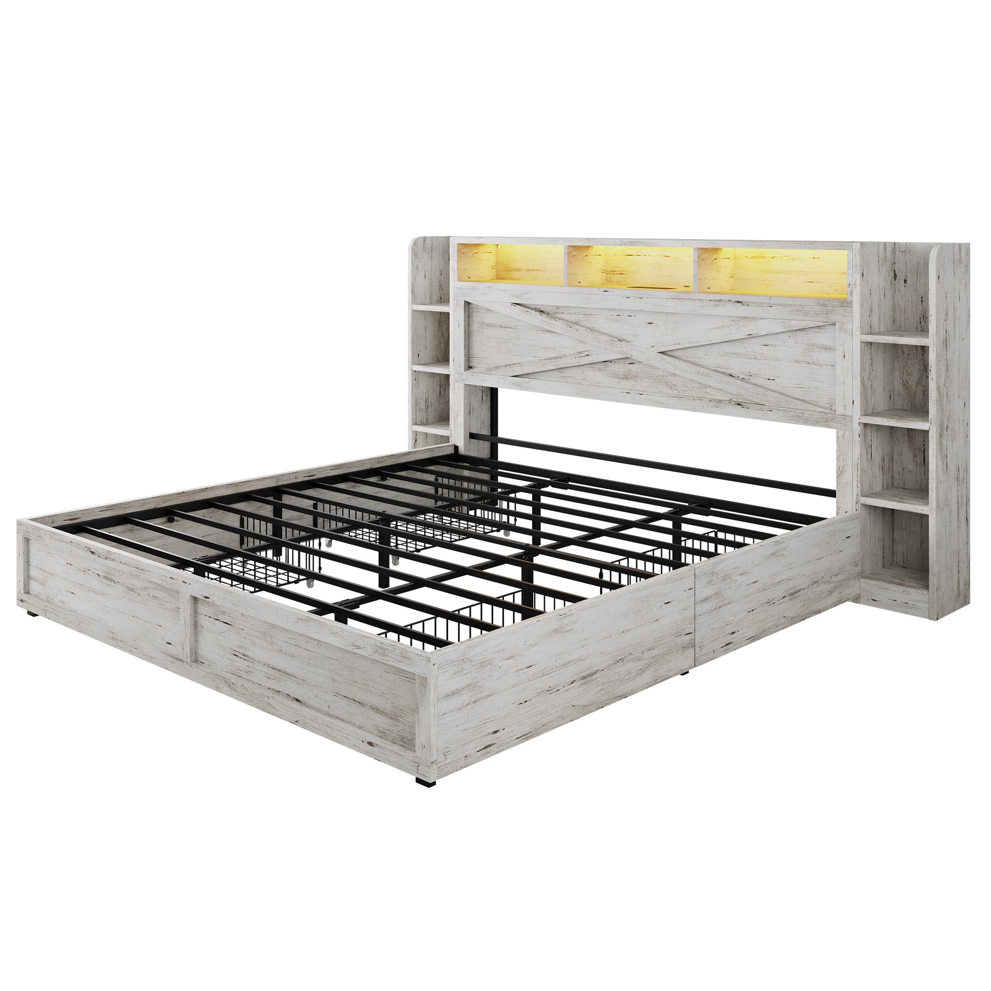 Stow Storage Bed Frame Amerlife King / White