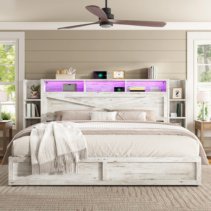 Stow Storage Bed Frame Amerlife Queen / White